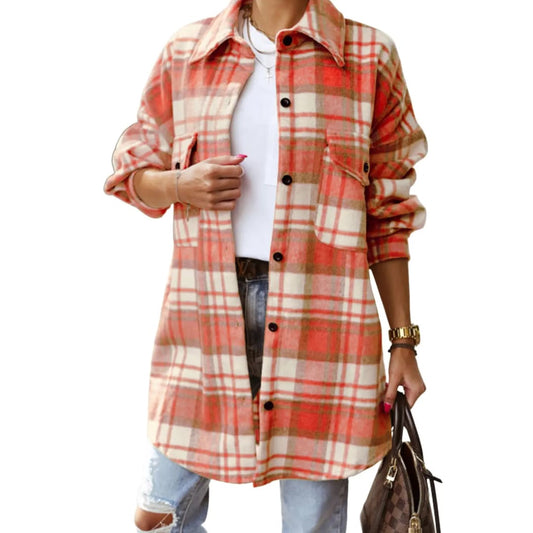 Sky Blue Plaid Flap Pocket Long Sleeve Shacket | Fashionfitz