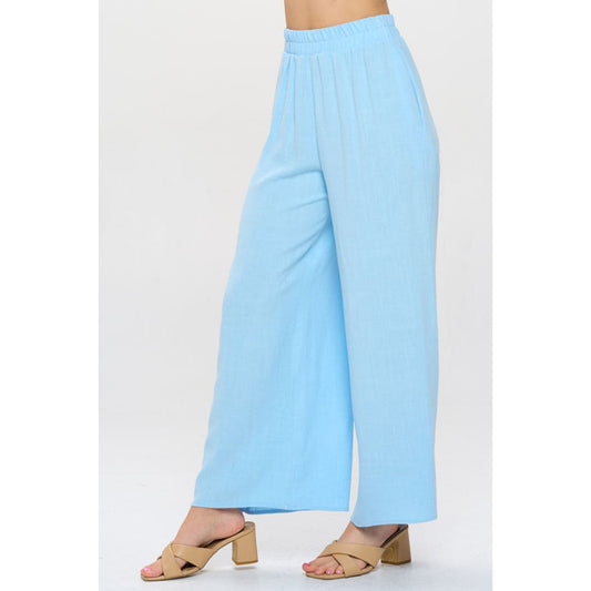 Solid Linen Wide Leg Pants with Pockets | The Urban Clothing Shop™