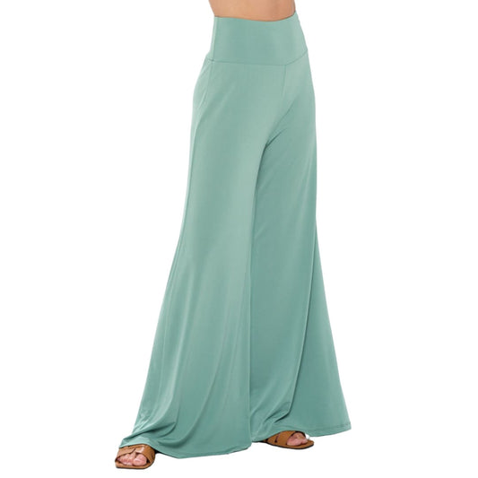 Urban Flow Wide Leg Pants with Thick Waistband - Sage | The Urban Clothing Shop™