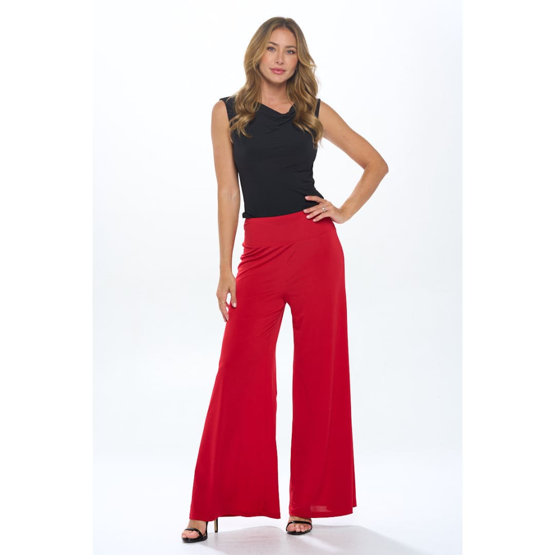 Solid Wide Leg Pants with Thick Waistband | The Urban Clothing Shop™