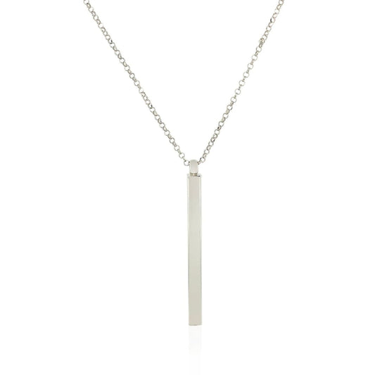 Sterling Silver 24 inch Necklace with Long Polished Bar Pendant | Richard Cannon Jewelry