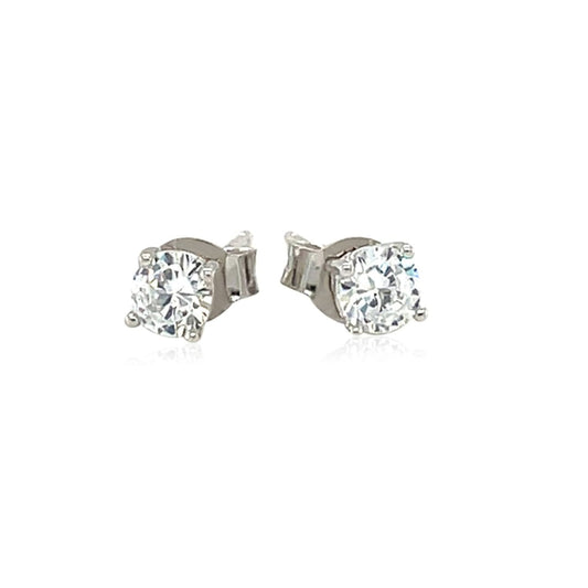 Sterling Silver 4mm Faceted White Cubic Zirconia Stud Earrings | Richard Cannon Jewelry