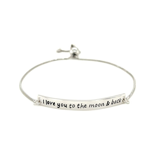 Sterling Silver Adjustable I Love You to the Moon and Back Bracelet | Richard Cannon