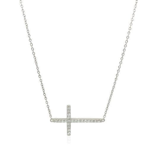 Sterling Silver Cross Bracelet with Cubic Zirconias | Richard Cannon Jewelry