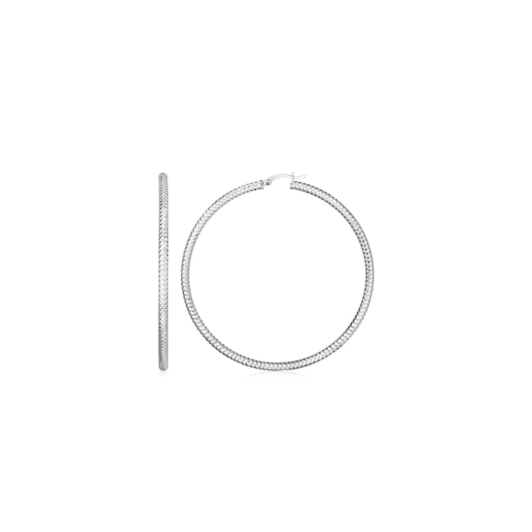 Sterling Silver Large Hoop Earrings with Braid Texture | Richard Cannon Jewelry