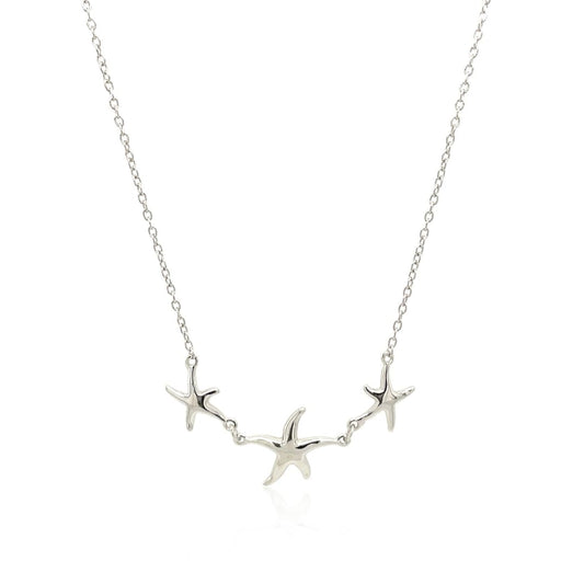 Sterling Silver Necklace with Three Starfish | Richard Cannon Jewelry