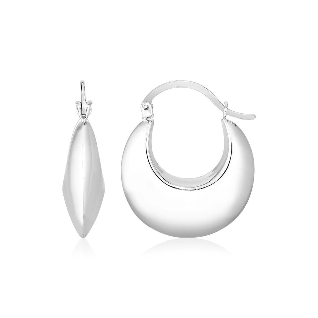 Sterling Silver Polished Puffed Hoop Earrings | Richard Cannon Jewelry