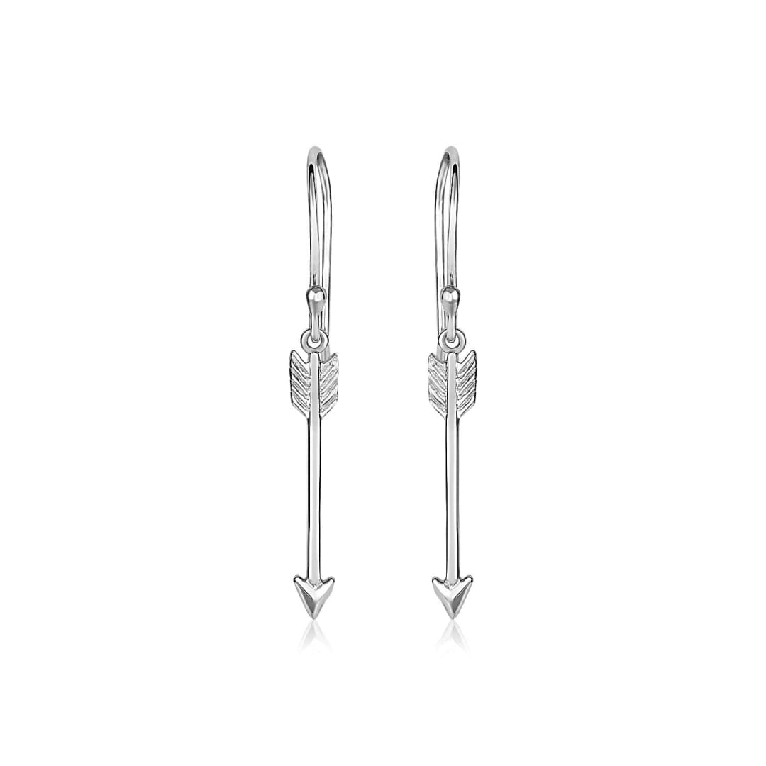 Sterling Silver Polished and Textured Arrow Earrings | Richard Cannon Jewelry