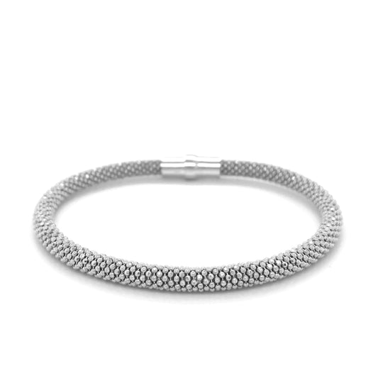 Sterling Silver Rhodium Plated Popcorn Motif Bangle | Richard Cannon Jewelry