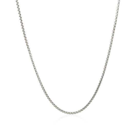 Sterling Silver Rhodium Plated Round Box Chain 1.3mm | Richard Cannon Jewelry