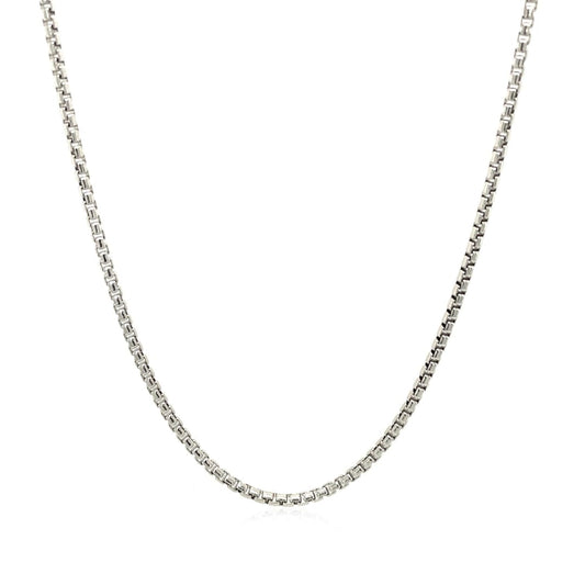 Sterling Silver Rhodium Plated Round Box Chain 1.5mm | Richard Cannon Jewelry