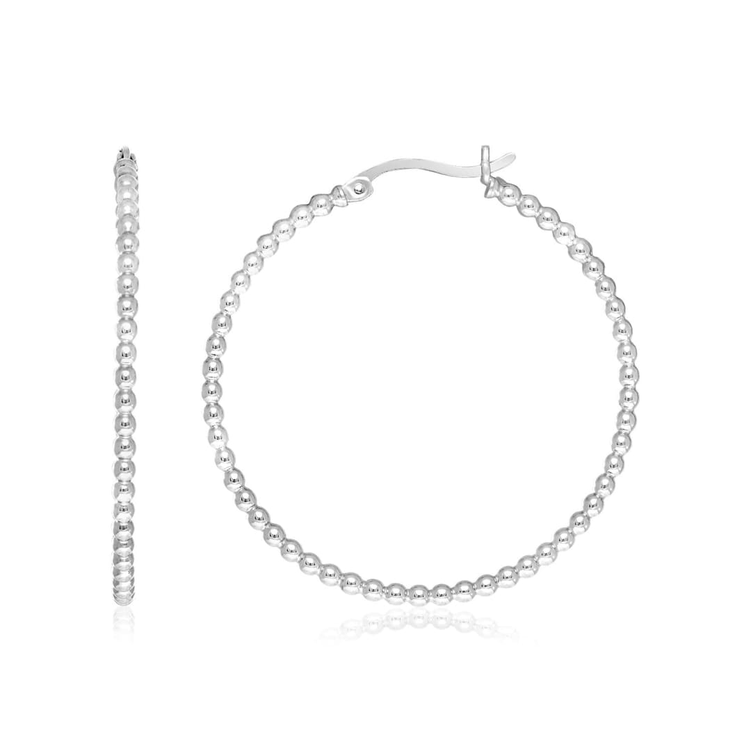 Sterling Silver Round Hoop Earrings with Beaded Texture | Richard Cannon Jewelry
