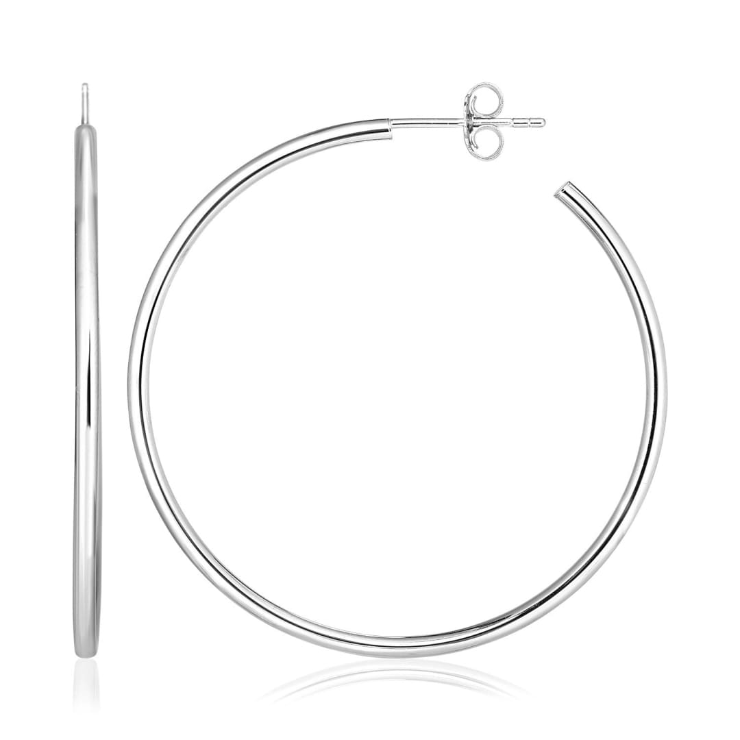 Sterling Silver Rounded Polished Hoop Earrings | Richard Cannon Jewelry