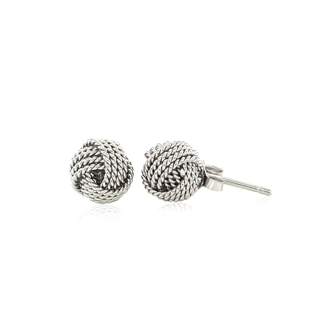 Sterling Silver Textured Love Knot Stud Style Earrings | Richard Cannon Jewelry