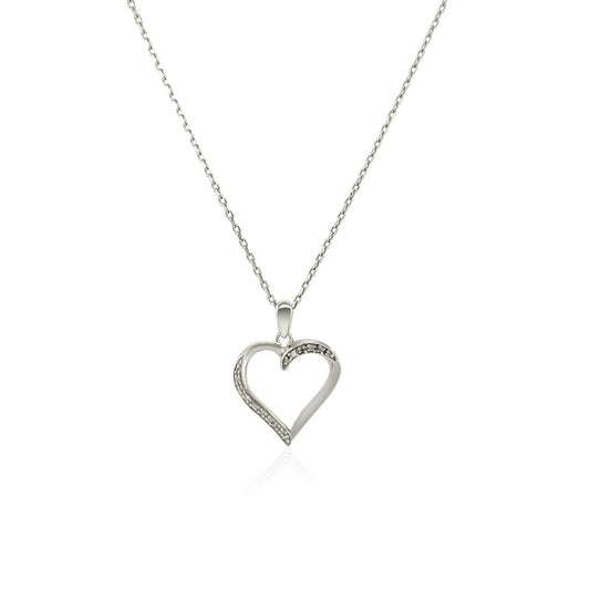 Sterling Silver Twisted Open Heart Diamond Accented Pendant (.04 cttw) | Richard Cannon