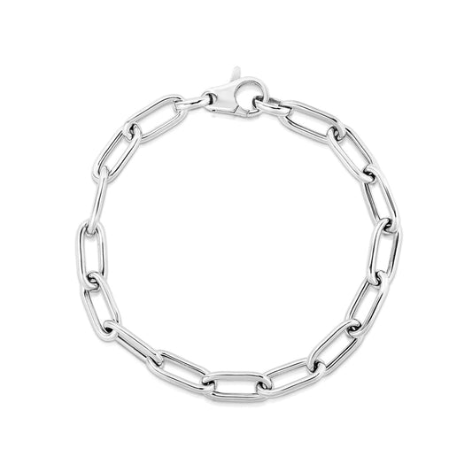 Sterling Silver Wide Paperclip Chain Bracelet | Richard Cannon Jewelry