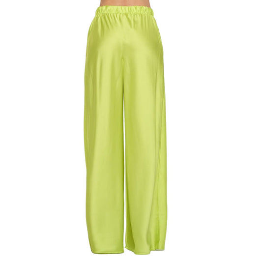 Citron Stretch Satin Pants w/ Elastic Waist and Pockets | The Urban Clothing Shop™