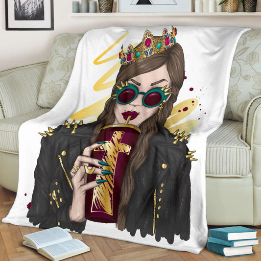 Stylish Rock Girl Cartoon Premium Blanket | The Urban Clothing Shop™