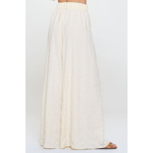 Textured Wide Leg Pants with Elastic Waistband | The Urban Clothing Shop™