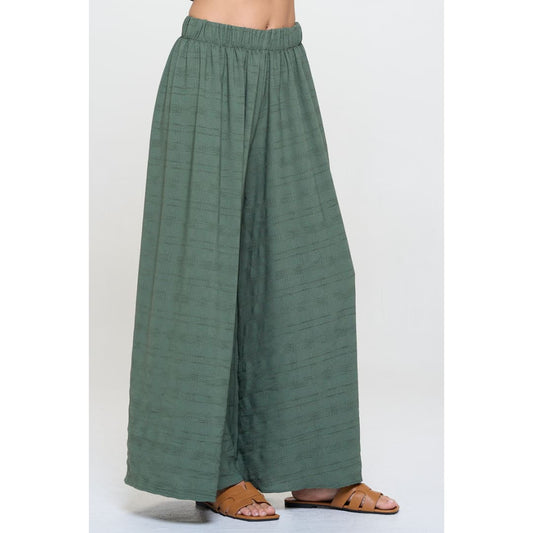 Textured Wide Leg Pants with Elastic Waistband | The Urban Clothing Shop™