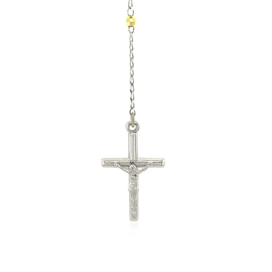 Three Toned Rosary Chain and Bead Necklace in Sterling Silver | Richard Cannon Jewelry