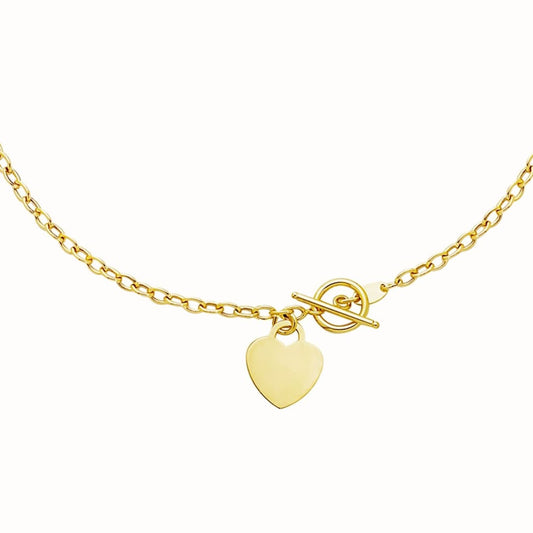Toggle Bracelet with Heart Charm in 14k Yellow Gold | Richard Cannon Jewelry