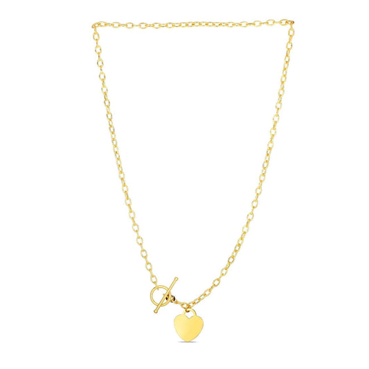 Toggle Necklace with Heart Charm in 14k Yellow Gold | Richard Cannon Jewelry