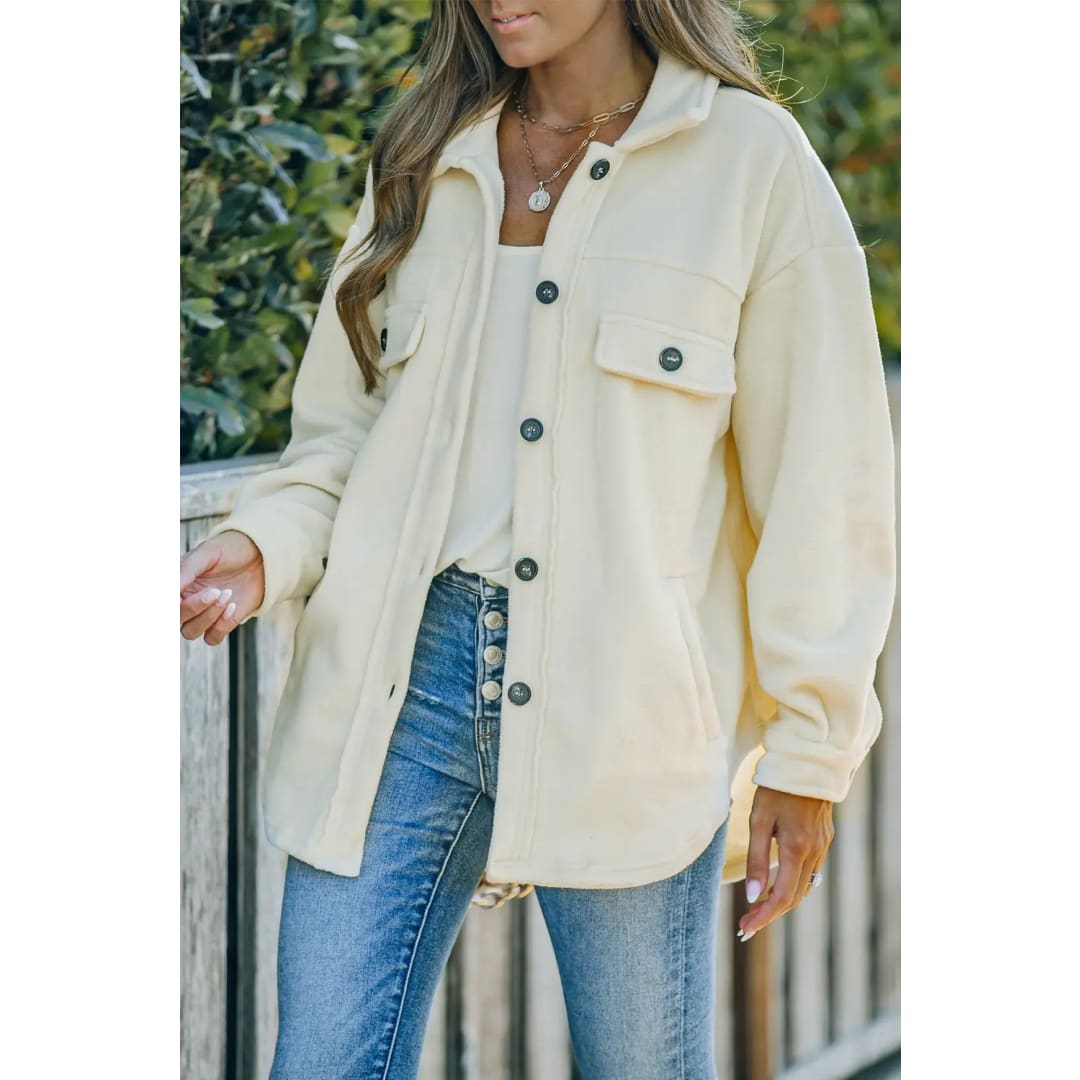 Turn Down Collar Buttoned Shirt Jacket | Fashionfitz