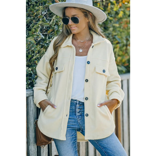 Turn Down Collar Buttoned Shirt Jacket | Fashionfitz