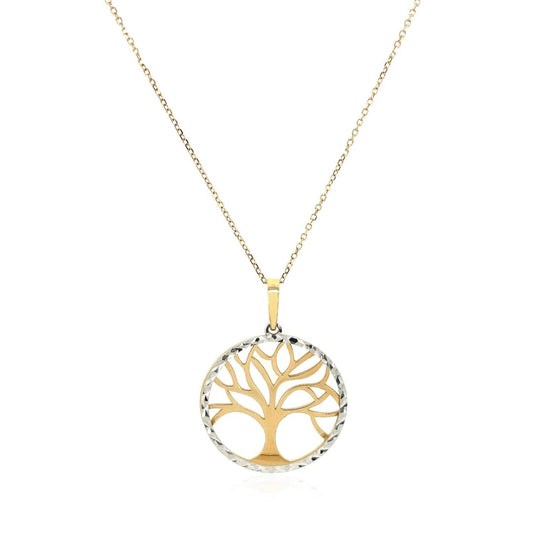 Two Layer Tree Pendant in 14k Two Tone Gold | Richard Cannon Jewelry