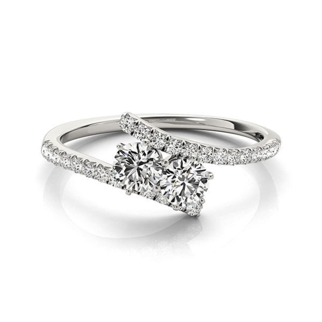 Two Stone Bypass Diamond Ring in 14k White Gold (3/4 cttw) | Richard Cannon Jewelry