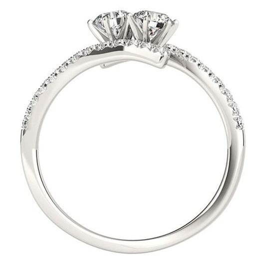Two Stone Bypass Diamond Ring in 14k White Gold (3/4 cttw) | Richard Cannon Jewelry
