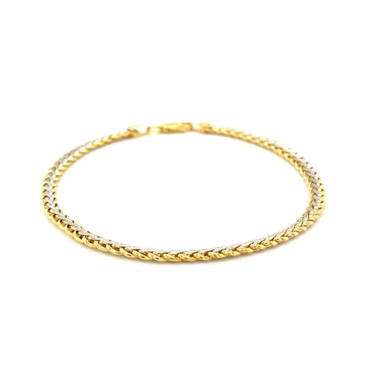 Two-Toned Fine Wheat Chain Bracelet in 10k Yellow and White Gold | Richard Cannon Jewelry