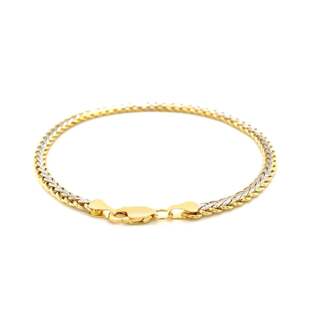 Two-Toned Fine Wheat Chain Bracelet in 10k Yellow and White Gold | Richard Cannon Jewelry
