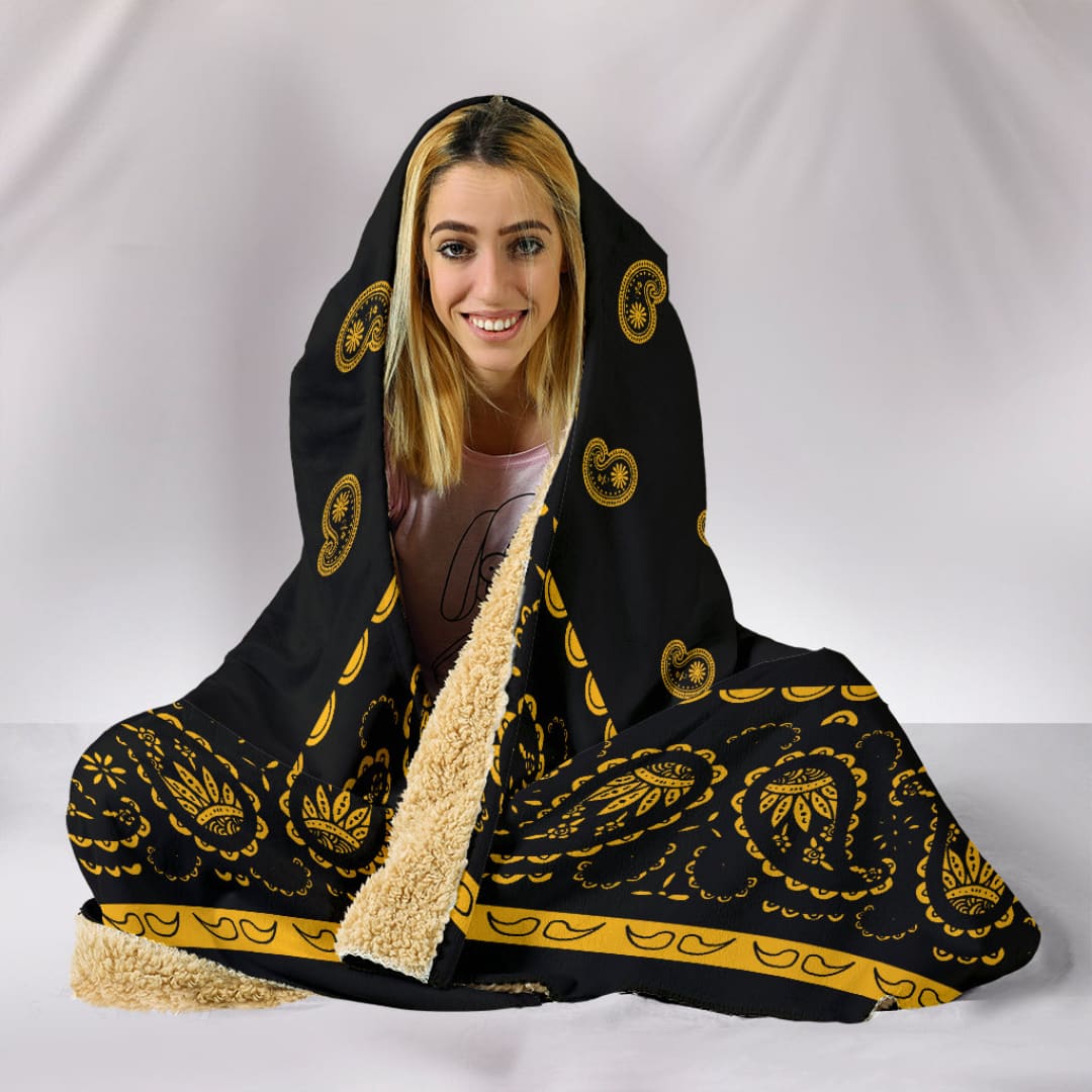 Ultimate Black and Gold Hooded Bandana Blanket | The Urban Clothing Shop™