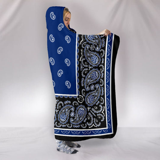 Ultimate Blue and Black Hooded Bandana Blanket | The Urban Clothing Shop™