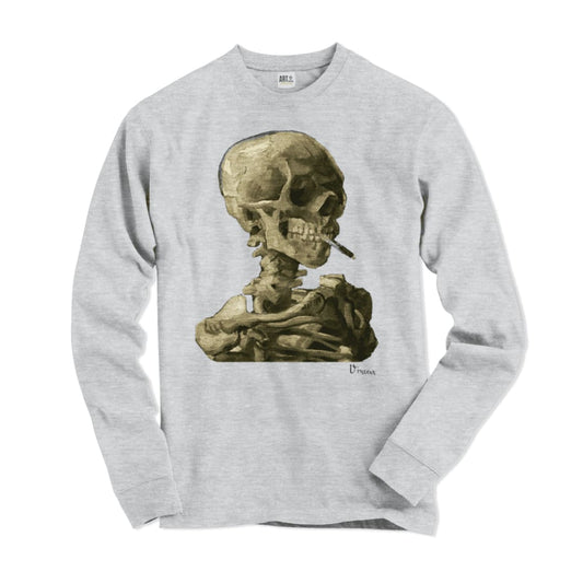 Van Gogh Skull of a Skeleton with Burning Cigarette 1886 Long Sleeve Shirt | Art-O-Rama