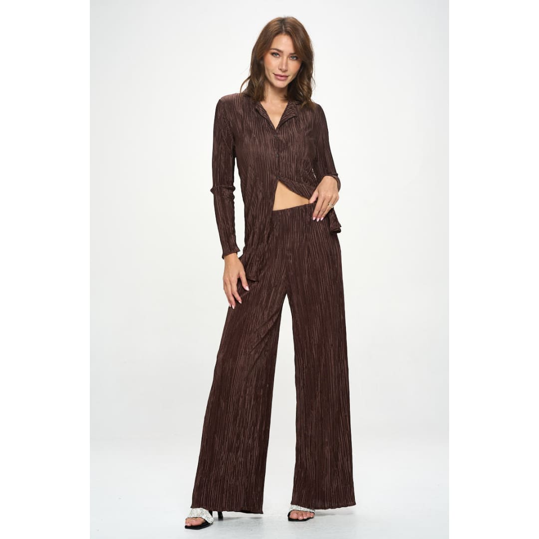 Vibrant Plisse Lined Straight Pants | The Urban Clothing Shop™