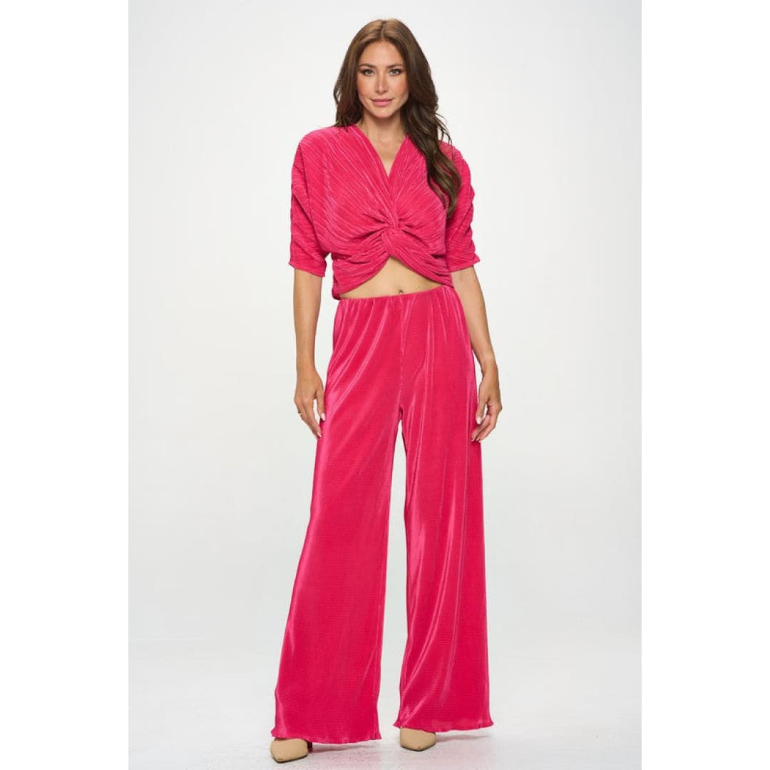 Vibrant Plisse Lined Straight Pants | The Urban Clothing Shop™