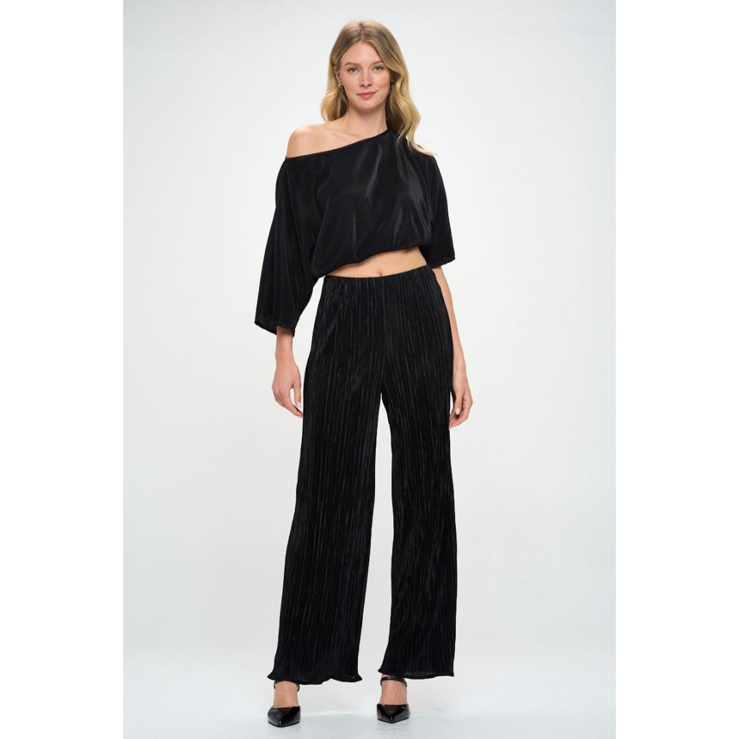 Vibrant Plisse Lined Straight Pants | The Urban Clothing Shop™