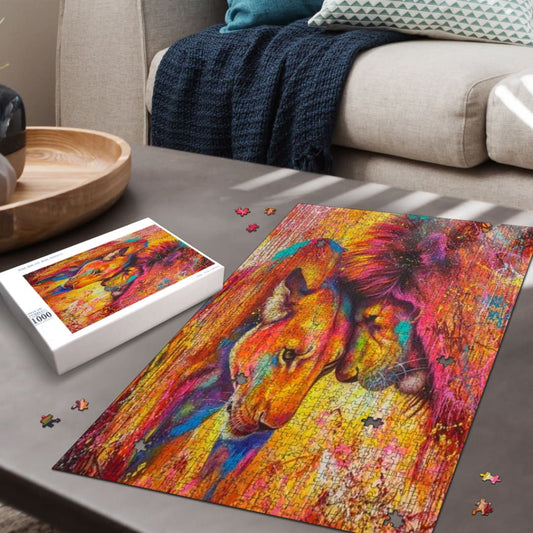 Water Colour Love Lions Jigsaw Puzzle | The Urban Clothing Shop™