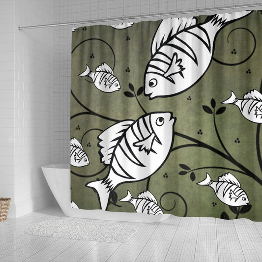 White Fish Shower Curtain | The Urban Clothing Shop™