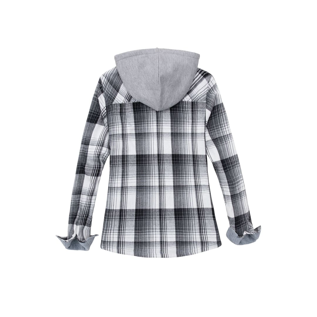 Women’s Fleece Lined Flannel Shirt,Button Down Plaid Hooded Jacket | FlannelGo