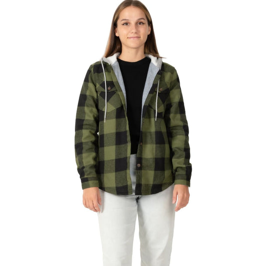 Women’s Fleece Lined Flannel Shirt,Button Down Plaid Hooded Jacket | FlannelGo