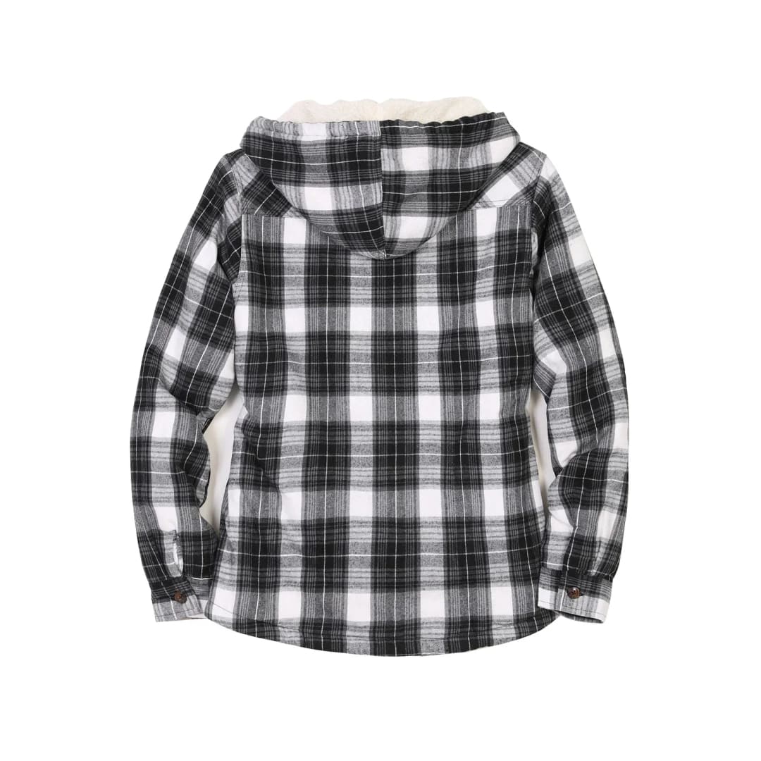 Women’s Matching Family Black White Flannel Jacket with Hood | FlannelGo