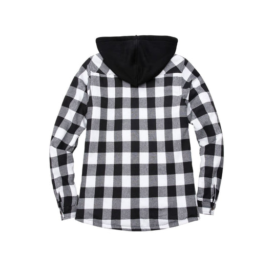 Women’s Matching Family Black White Quilted Flannel Hoodie | FlannelGo