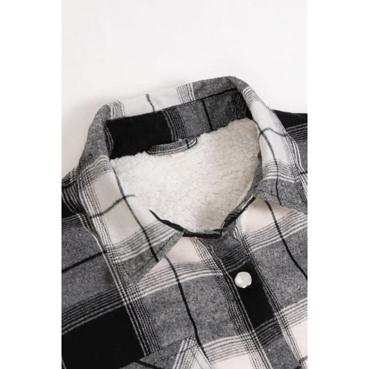 Women’s Matching Family Black White Snap Up Flannel Shacket | FlannelGo