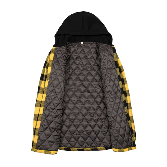 Women’s Matching Family Buffalo Yellow Quilted Lined Flannel Hoodie | FlannelGo