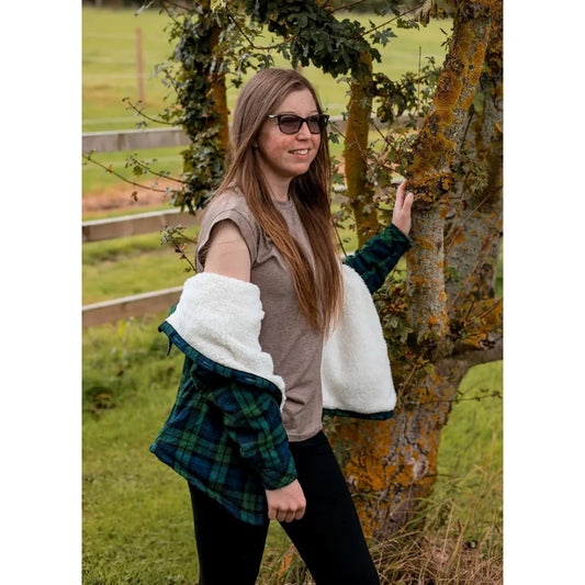 Women’s Matching Family Green Plaid Flannel Shirt Jacket | FlannelGo