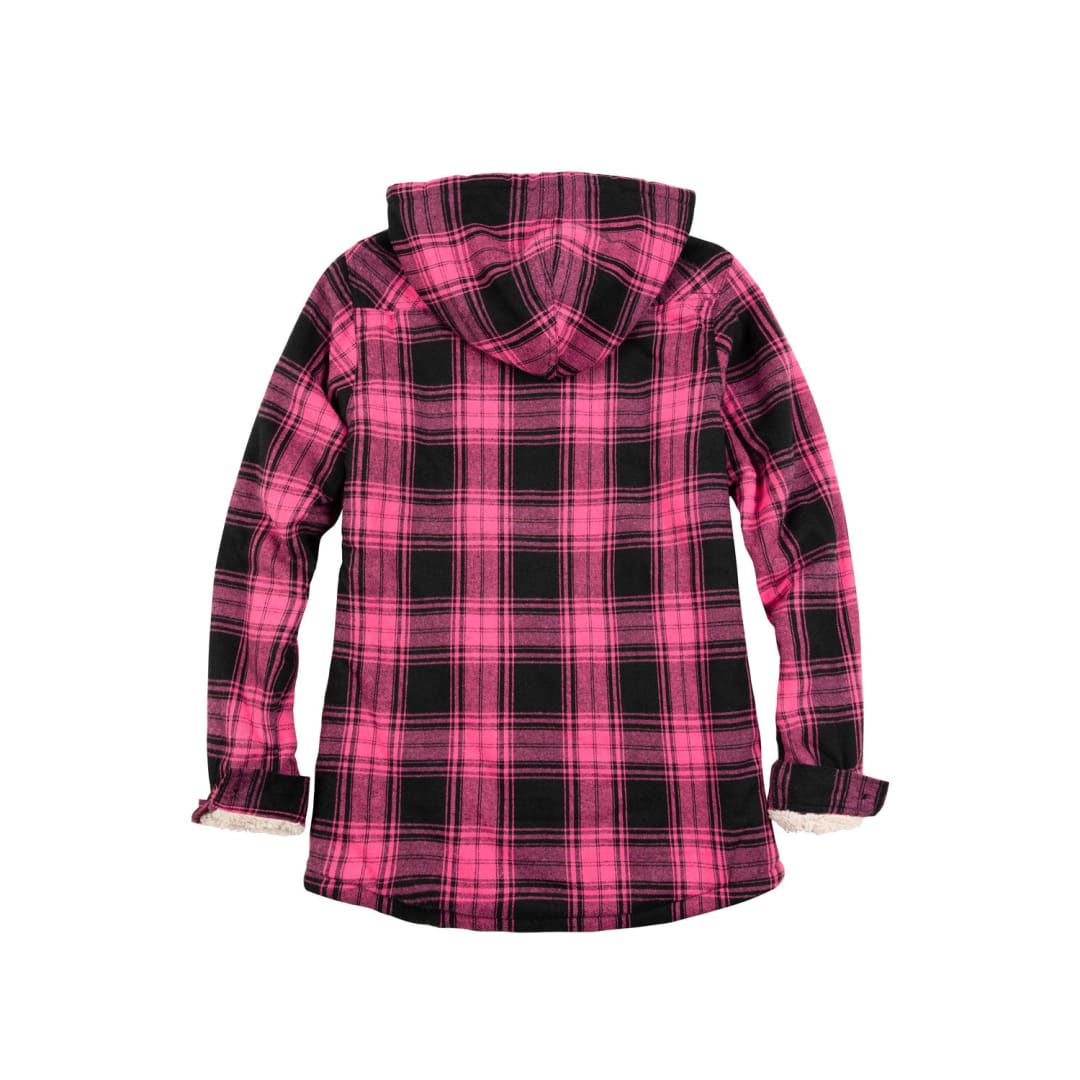 Women’s Matching Family Sherpa Lined Pink Flannel Jacket with Hood | FlannelGo